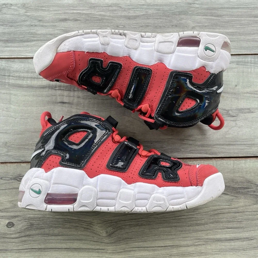 Nike Air More Uptempo Shoes Boys 6Y Red Black 